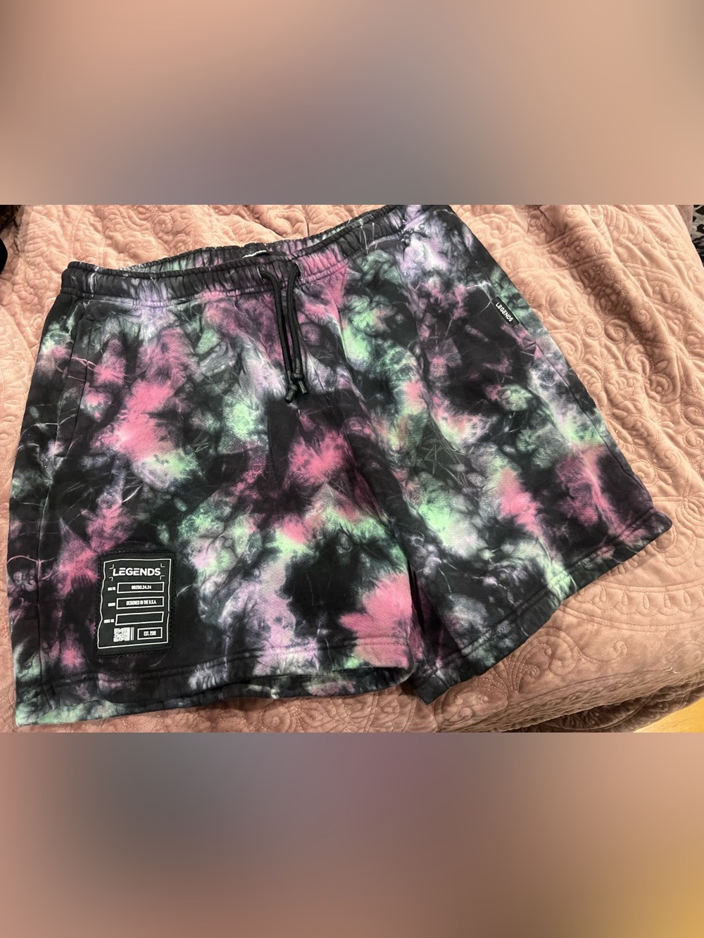 Tie-Dye Hybrid Shorts in Black, Pink & Green - Legends
